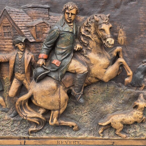 Paul Revere Wall Metal Sculpture Midnight Ride Tableau Original Finesse30" x 22" - Picture 4 of 7
